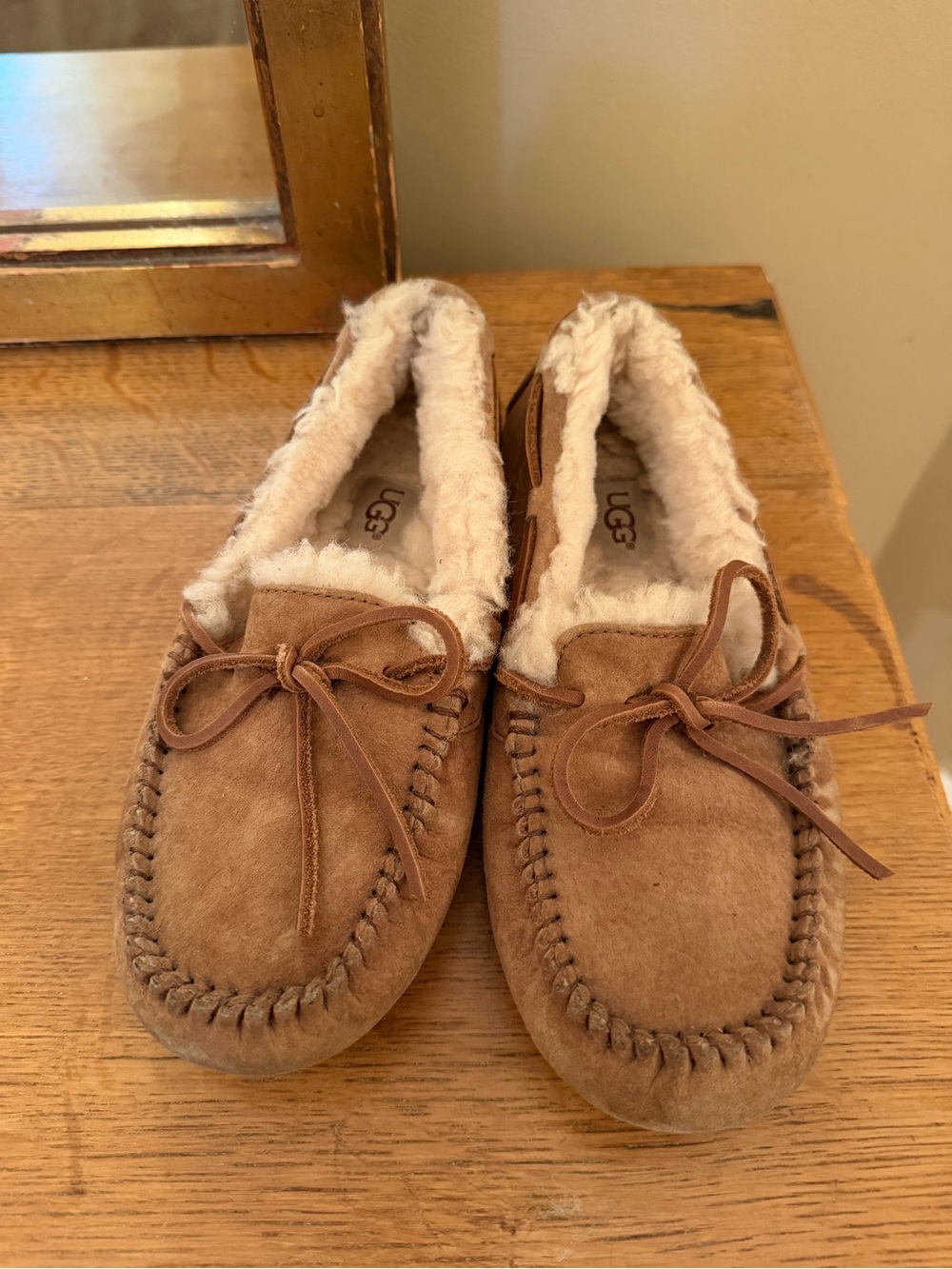 UGG Women's Chestnut Brown Suede Moccasin Slippers
